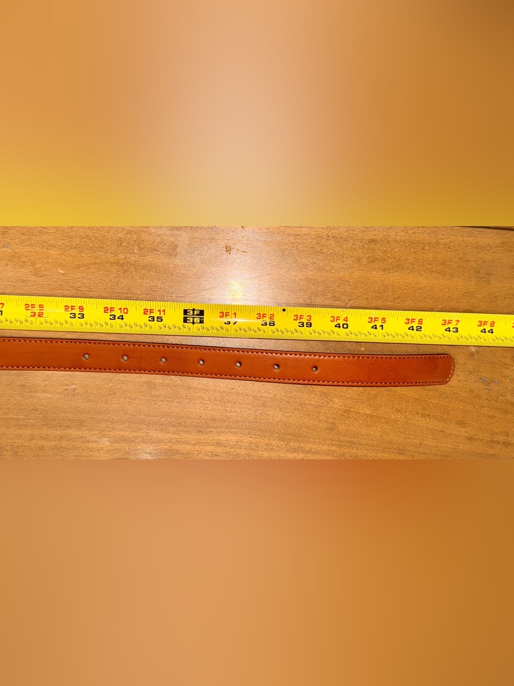 NwoT Aeropostale Orangish Tan Faux Leather Belt w/Round Brass Buckle-M/L-EC - Picture 8 of 8